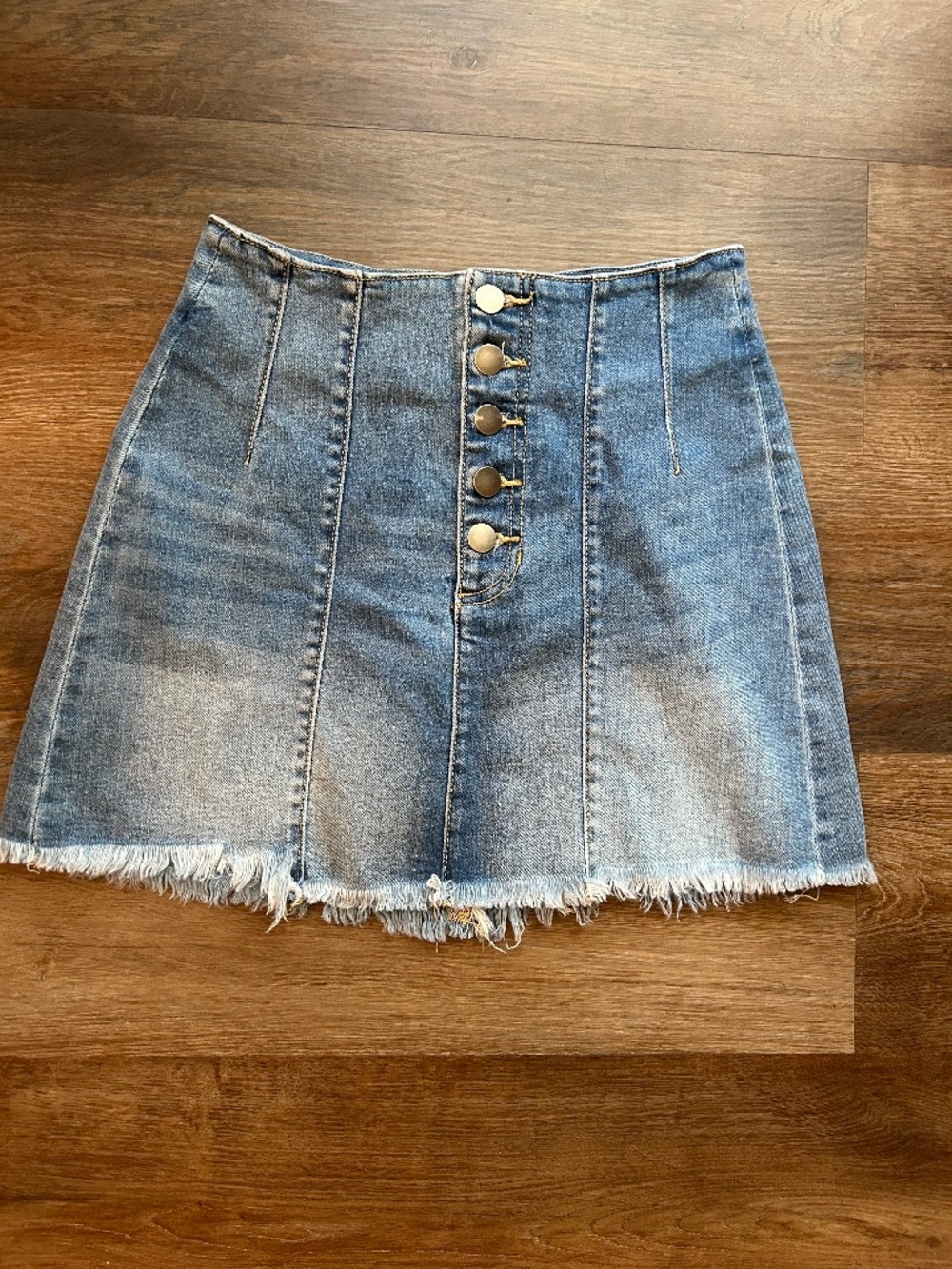 Altar'd State Button Front Denim Mini Skirt Size Small
